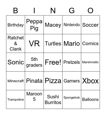 Lucas & Leo's Birthday Party Bingo! Bingo Card