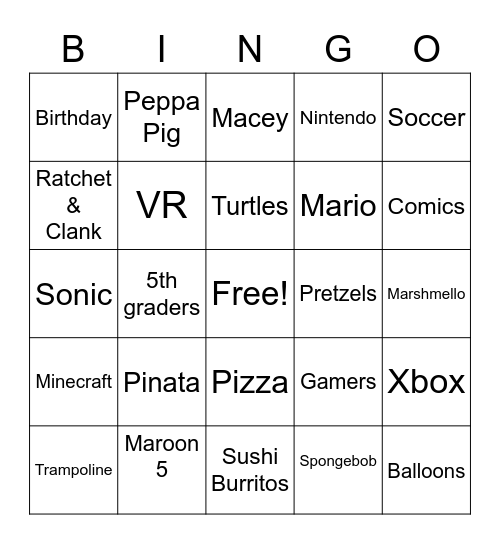 Lucas & Leo's Birthday Party Bingo! Bingo Card