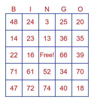 4th of July Bingo!! Bingo Card