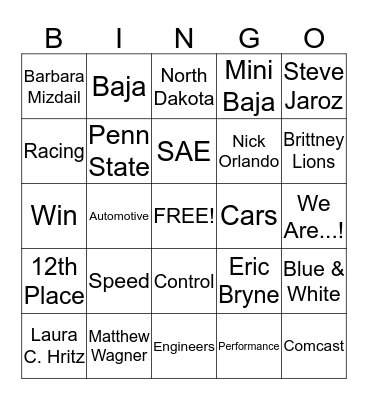 Baja Bingo Card