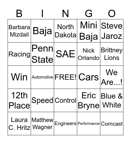 Baja Bingo Card