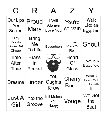 WOMEN of POP+ROCK |Rd1| 70's+80's+90's Rock Bingo Card