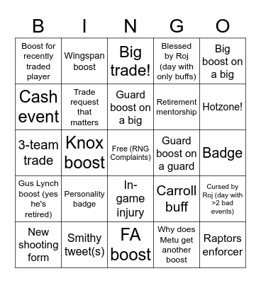 roj bingo Card