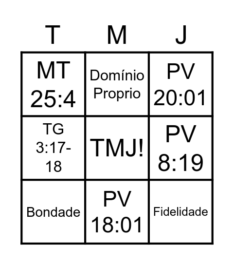 Tamo Junto Bingo Card