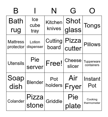 Shower Gift Bingo Card