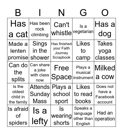 People Bingo Card