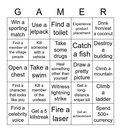 Game Battle Bingo Card