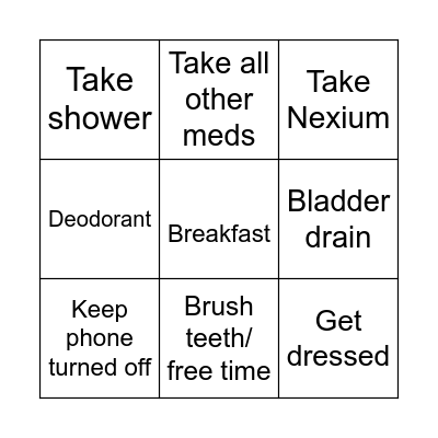 In the morning Bingo Card