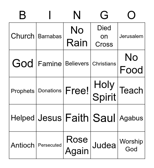 The Antioch Church Helped Bingo Card