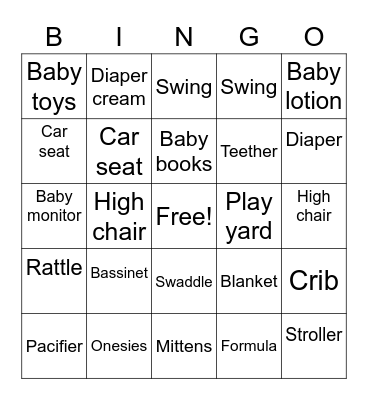 Baby shower bingo Card
