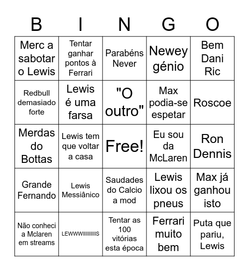 Manocas bingo Card