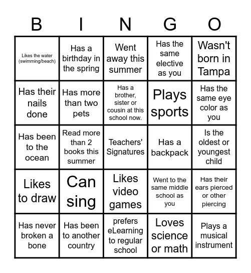 "Find Someone Who - " Bingo Card