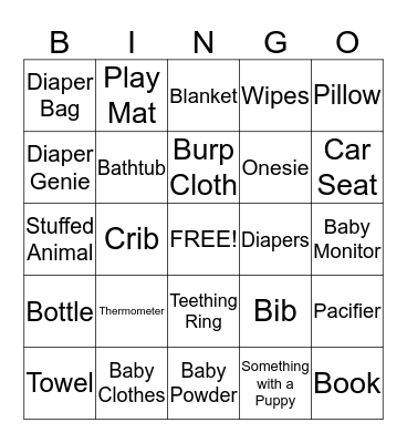 Baby Shower Bingo Card