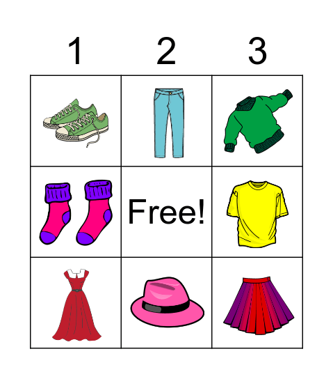 CLOTHES BINGO Card