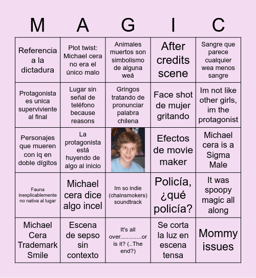 Magic Magic Mubi Night Bingo Card