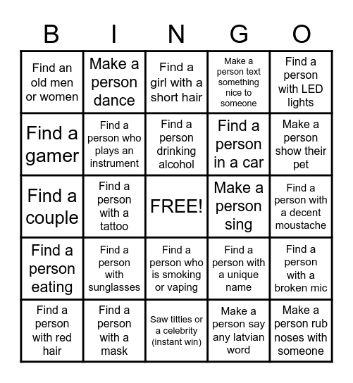 Omegle Bingo Card