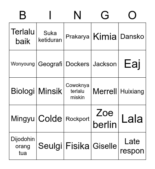 Giri Bingo Card