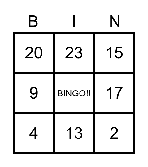 Mathematical sums Bingo Card