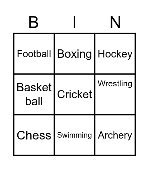 Individual sportsUntitled Bingo Card