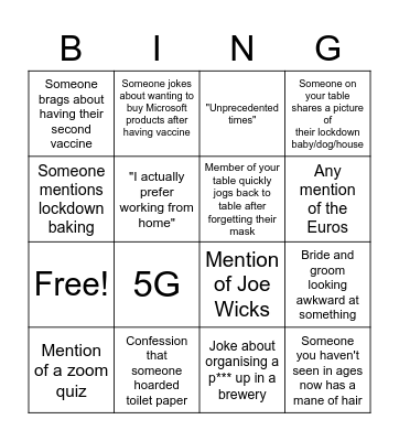 Wedding bingo Card