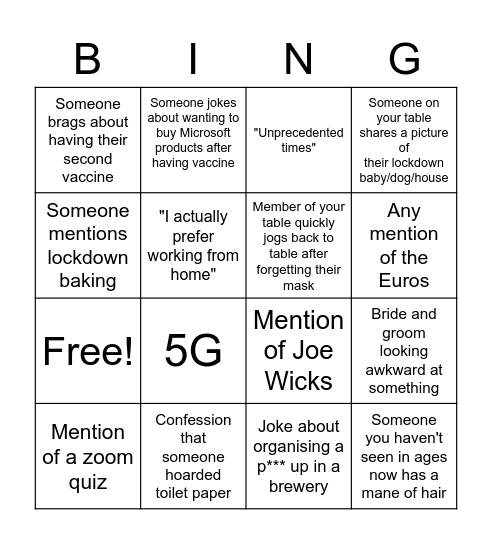 Wedding bingo Card