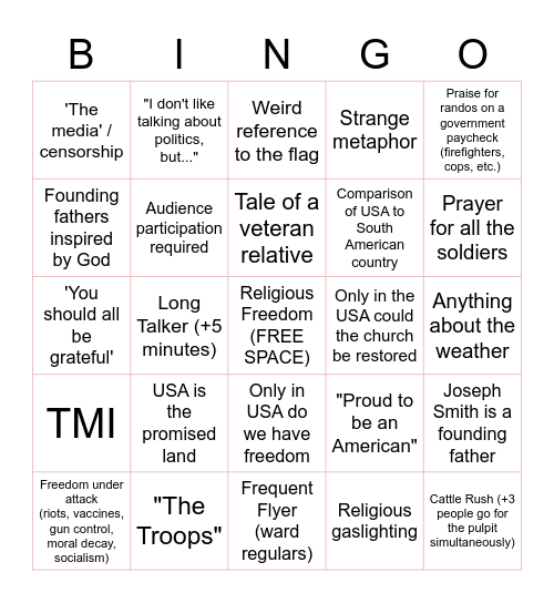 Let Freedom Ringo Bingo Card