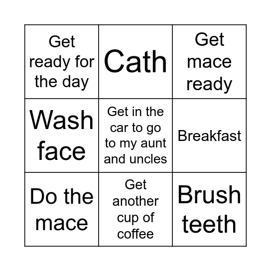 Sunday Bingo Card