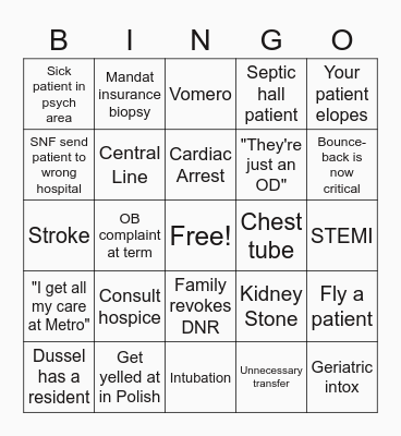 Parma ED Bingo Card