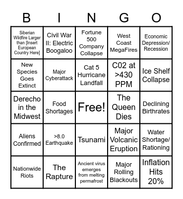 Apocalypse Bingo Card