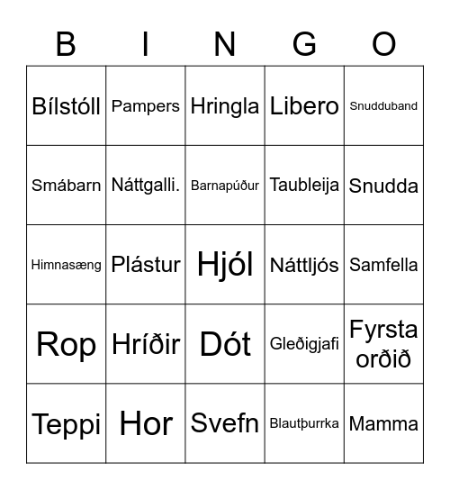 Baby shower bingo Card