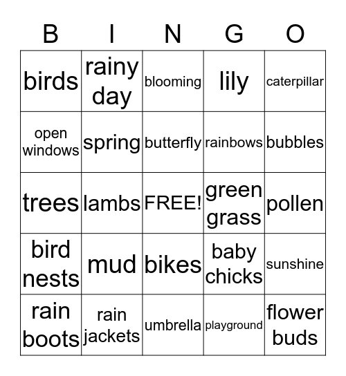 WELCOME SPRING! Bingo Card