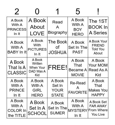 Awesome Book Challenge Bingo Card