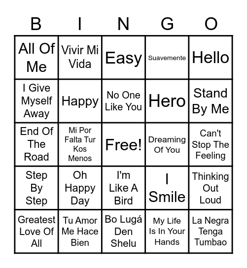 Music Bingo - Geraldine Bingo Card