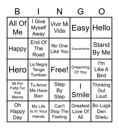 Music Bingo - Team Jeanne Bingo Card