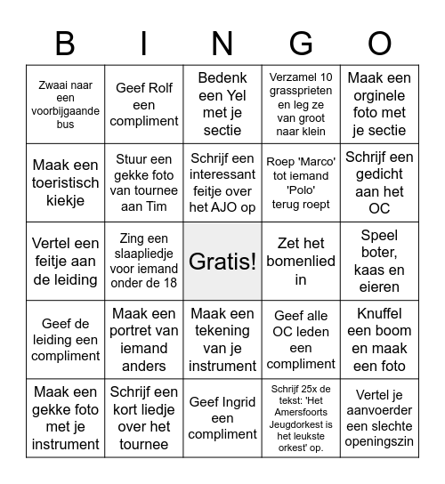 Tournee Gelderland Bingo Card