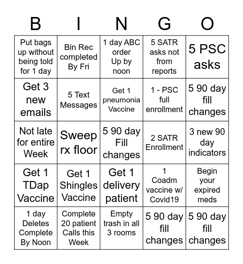 11796 RX Bingo Card