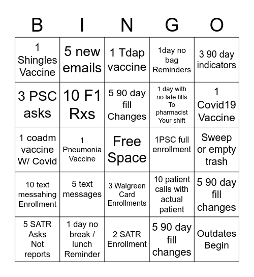 11796 Pharmacy Bingo Card