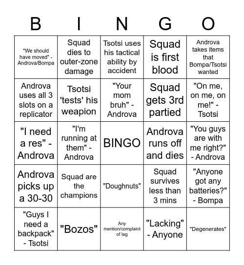 Androva, Bompa & Tsotsi Play Apex Bingo Card