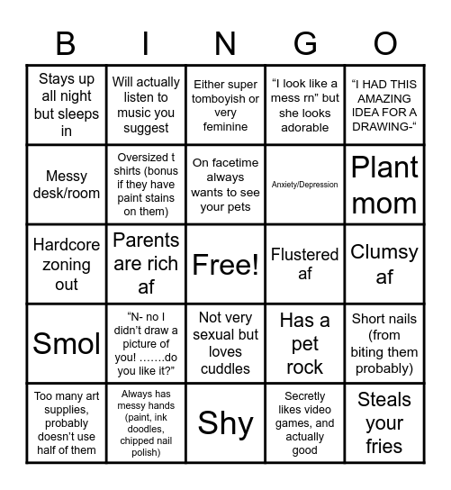 Art GF Bingo Card