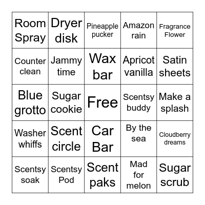 Scentsy Bingo Card