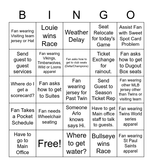 Cage Bingo Card