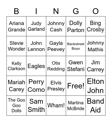Who's Singing This Holiday Song Bingo Card