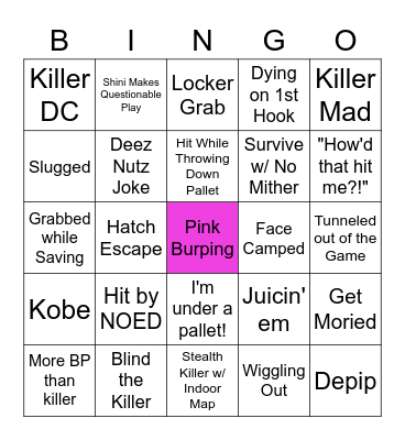 DBD Survivor BINGOOOO Bingo Card