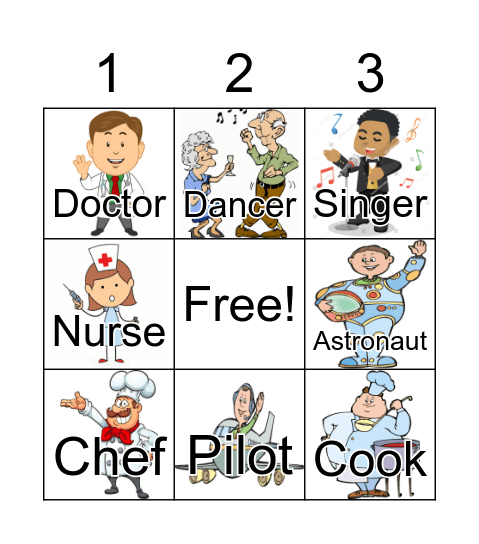 Bingo Professions Bingo Card