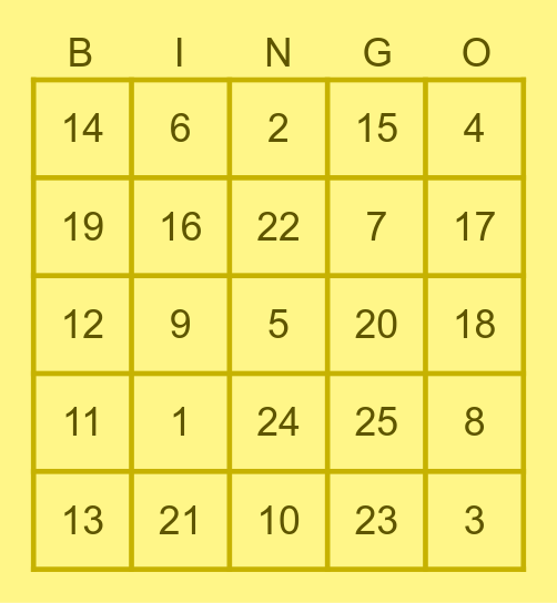 Standard Bingo Card