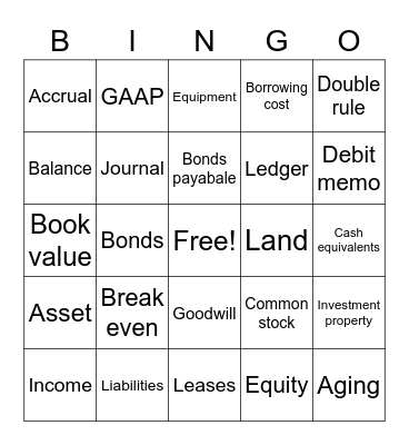 Accounting Bingo Card