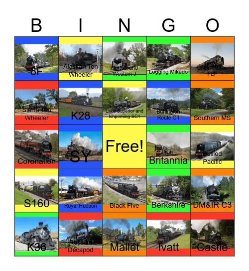 Recreational Railroads Bingo Card