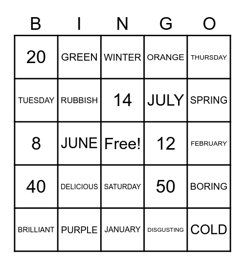 Untitled Bingo Card