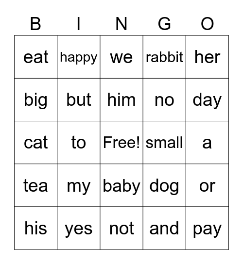 level 1 Bingo Card