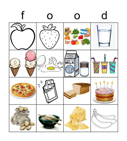 Food Bingo Card